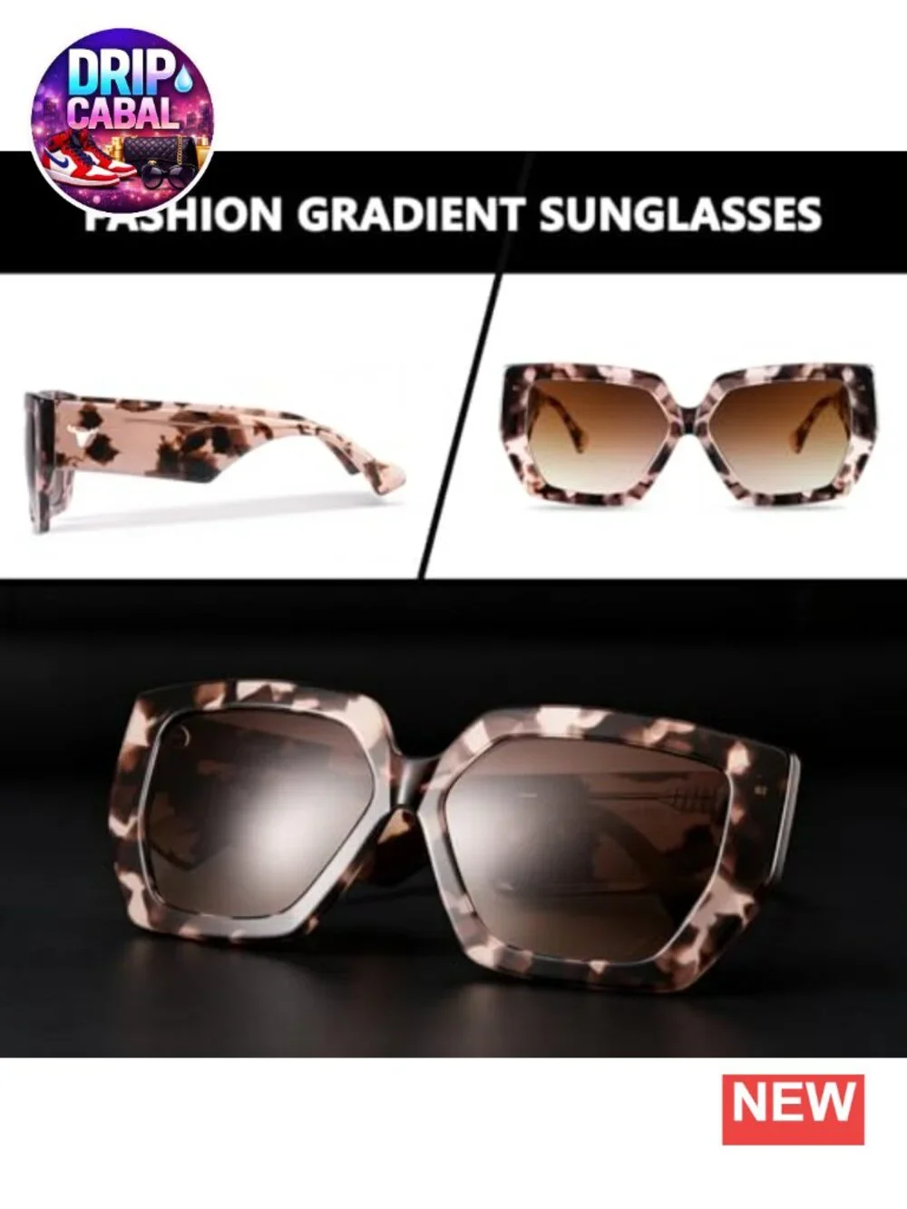 Oversized Polarized Sunglasses Women UV400 Acetate Frame Retro Square Shades